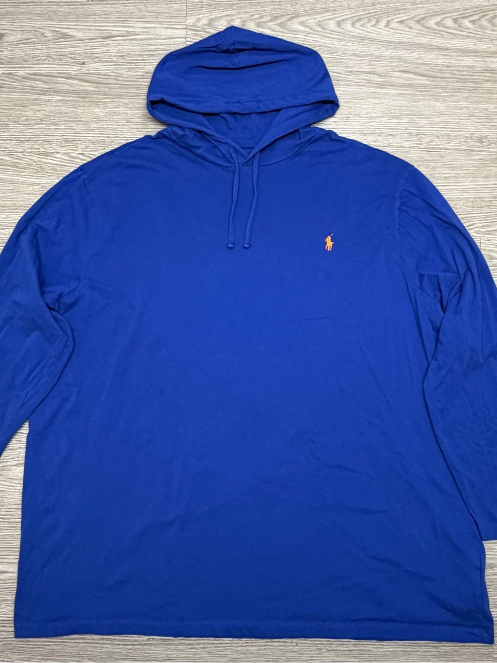 Polo Ralph Lauren Men's Hoodie Blue Lightweight Pullover Blue Orange Pony Sz 4XB